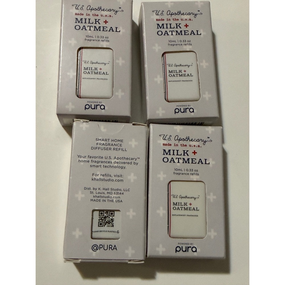 4 Pura U.S. Apothecary Milk + Oatmeal Smart Home Fragrance Diffuser Refills 10mL